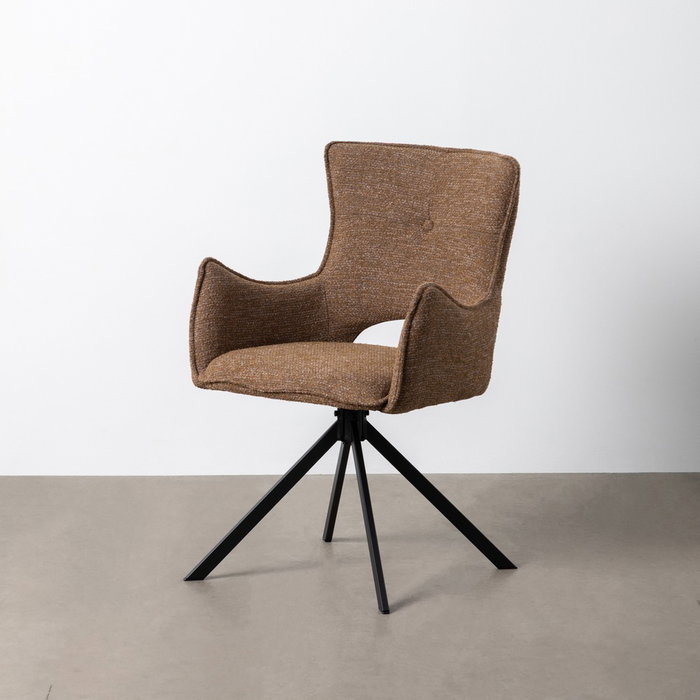 Silla Beige Tejido-Metal Salón 58,50 X 60 X 86,50 cm (Set de 2)