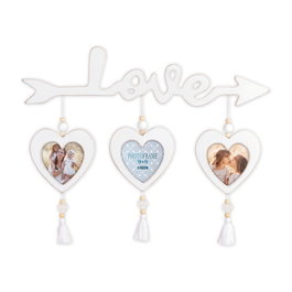 Zep Delia Marco de Madera Blanco con Tres Corazones