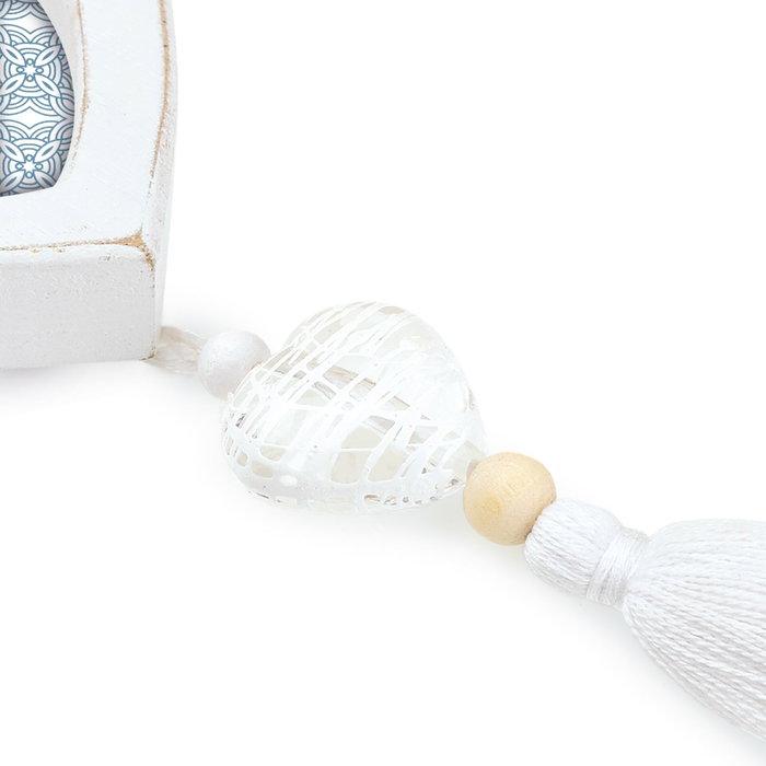 Zep Delia Marco de Madera Blanco con Tres Corazones