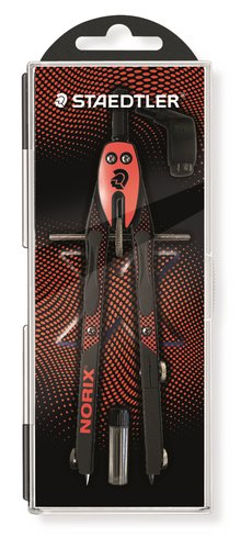 Staedtler Noris 555 Compás con rueda central y tubo de minas, rojo