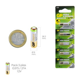 GP BATTERIES Pilas Alcalinas G375 / 27A 12 V, Blister de 5 Piezas