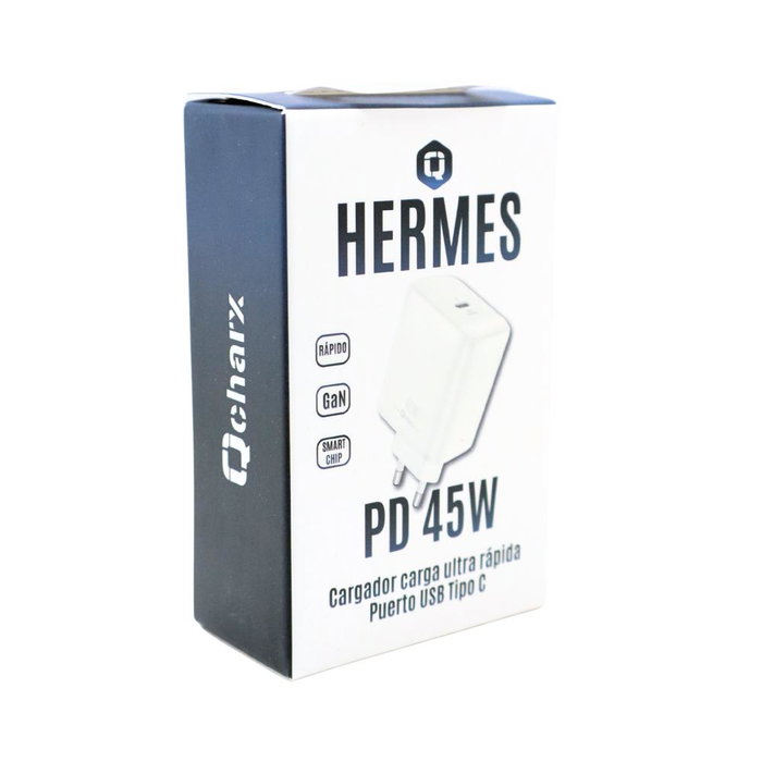 Qcharx international Hermes 45W GaN USB Tipo C Blanco Qcharx international Hermes 45W GaN USB Tipo C Blanco