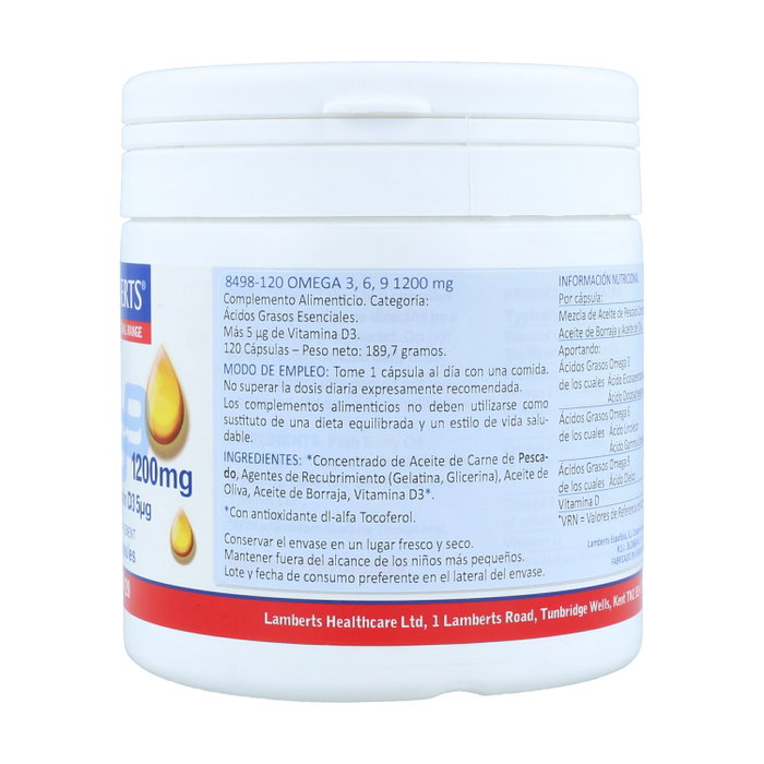 Lamberts Omega 3-6-9 con Vitamina D3 120 cápsulas Lamberts Omega 3-6-9 con Vitamina D3 120 cápsulas