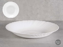 Vivalto Plato Hondo Clásico de Vidrio Opal Blanco, Diámetro 21.5 cm (Set de 24)