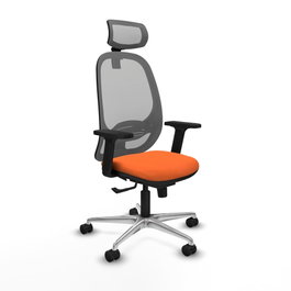 PIQUERAS Y CRESPO Silla de oficina Cilanco con mecanismo Sincro, Tela Naranja y Malla Gris