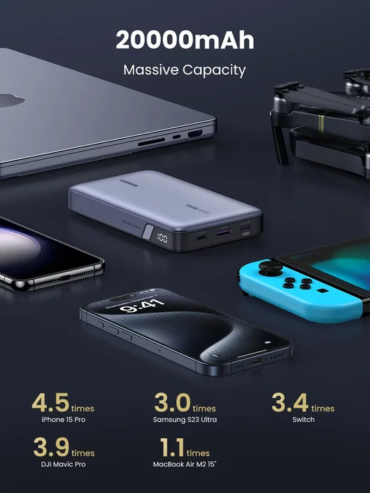 Ugreen Batería externa 20.000 mAh 100 W Gris Ugreen Batería externa 20.000 mAh 100 W Gris