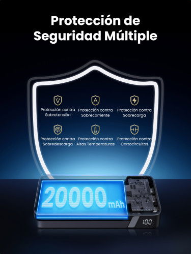 UGREEN 25188 Batería Externa 20000 mAh Gris Carga Rápida 100W PD3.0 QC3.0 Carga hasta 3 Dispositivos Simultáneamente