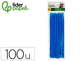 Liderpapel Limpiapipas de Chenilla 30 cm Color Azul Mate Bolsa de 100 Unidades