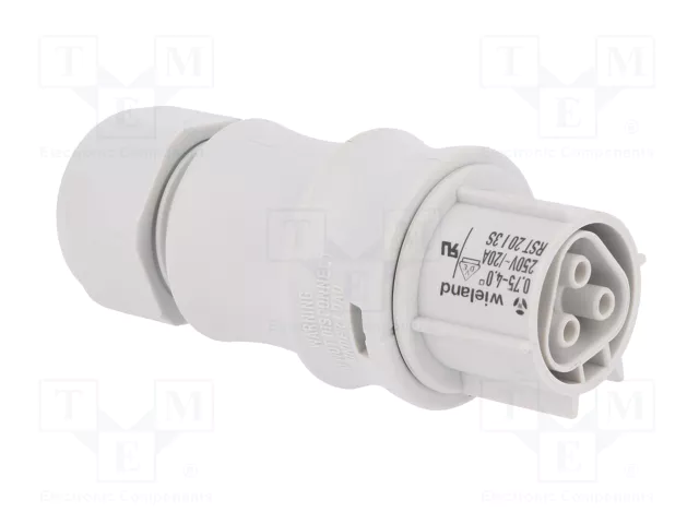 WIELAND Conector industrial RST redondo hembra de 3 pines, 250V