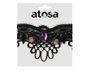Collar Gótico Negro con Calaveras y Piedra Morada para Halloween