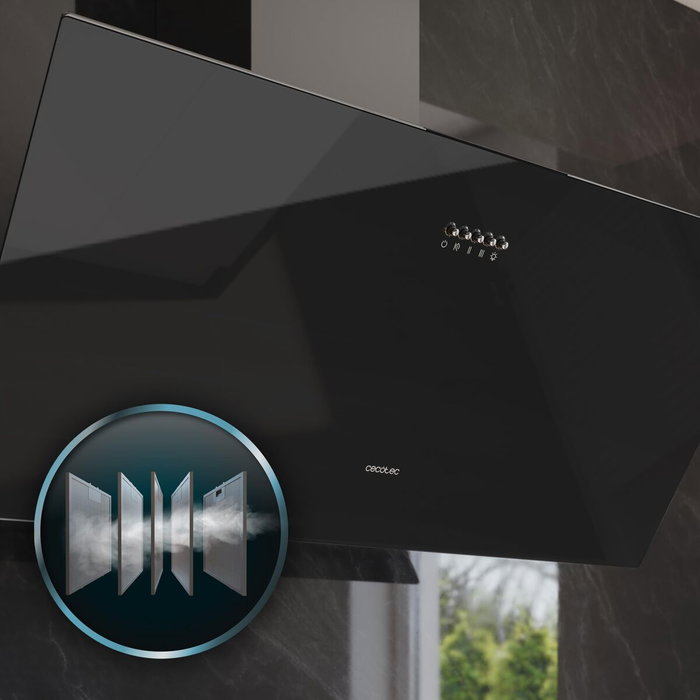 Cecotec Campana Convencional 90 cm Bolero Flux DM 906500 Glass Negra A LED