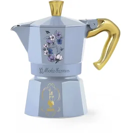 Bialetti Moka Express Cafetera Italiana 3 Tazas 130 ml - Colección Bridgerton Azul con Flores - BIA1740205825444