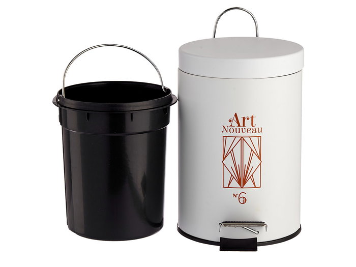 Berilo Papelera Art Nouveau 3L Blanca y Bronce 23 x 24.5 x 17 cm (Set de 6)