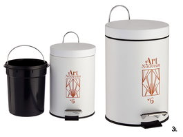 Berilo Papelera Art Nouveau 3L Blanca y Bronce 23 x 24.5 x 17 cm (Set de 6)