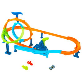 Hot Wheels JHK73 Pista Ciclón de Lanzamiento Rápido Doble Circuito Acrobático para Coches 1:64
