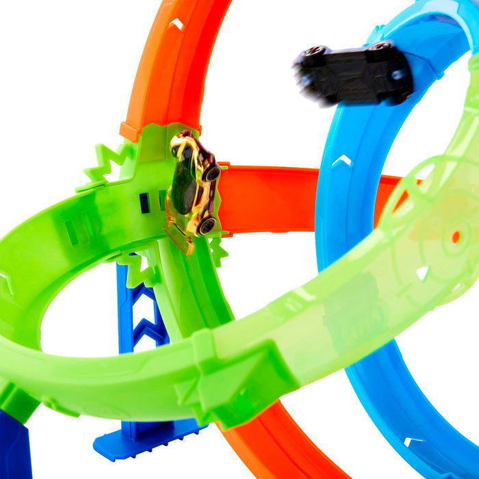 Hot Wheels JHK73 Pista Ciclón de Lanzamiento Rápido Doble Circuito Acrobático para Coches 1:64