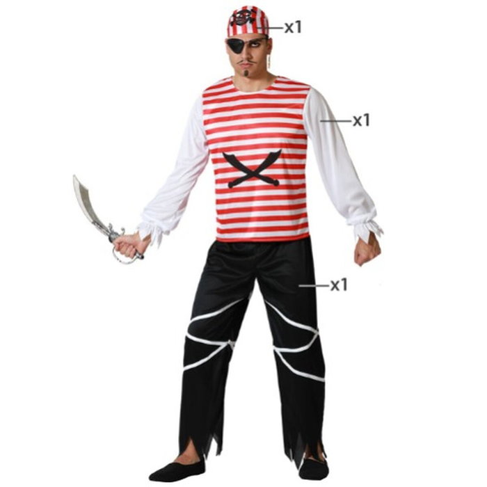 Disfraz Pirata Bucanero Hombre Adulto Rojo XS-S