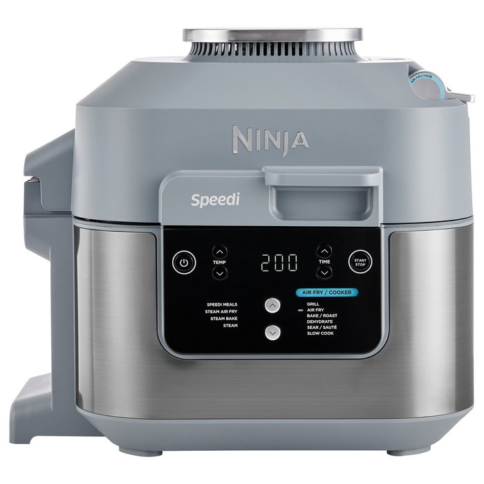 Ninja Foodi ON400EU Olla Multifunción 10 en 1, 5.7 Litros, Cocina Rápida, Vapor, Freír y Hornear, Recubrimiento Cerámico, Gris, 1760W