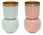 DKD Home Decor Set de 2 Jarrones de Hierro Lacado Coral, Verde Jade y Dorado