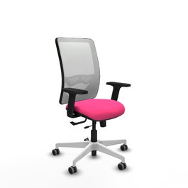PIQUERAS Y CRESPO Silla de oficina Zulema Rosa y Blanco con mecanismo Sincro/Traslack
