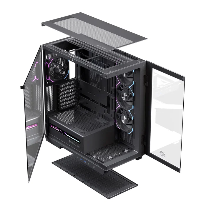 Einarex Z1K RGB Black Caja Semitorre con Cristal Templado Negra