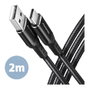 Axagon BUCM-AM20AB Cable USB-C a USB-A, 2 m, trenzado, negro