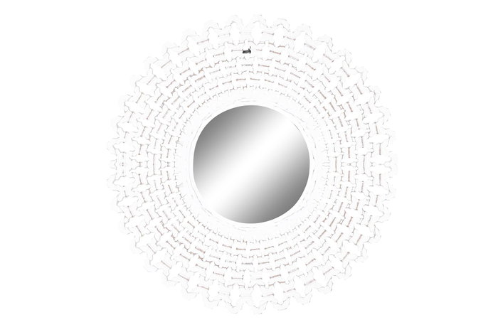 DKD Home Decor Espejo MDF y Cristal Decapé Blanco 90x90 cm