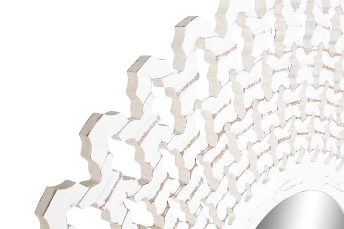 DKD Home Decor Espejo MDF y Cristal Decapé Blanco 90x90 cm