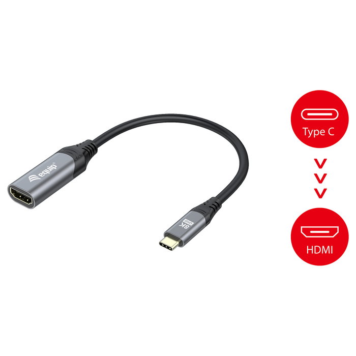 Equip Adaptador USB-C Macho a HDMI 2.1 Hembra 8K/30Hz Negro, Gris