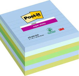 POST-IT Taco de Notas Super Sticky 101x101 Colores Oasis Pack de 6