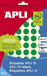 Apli Paquete de 616 etiquetas redondas 13mm verde para escritura manual