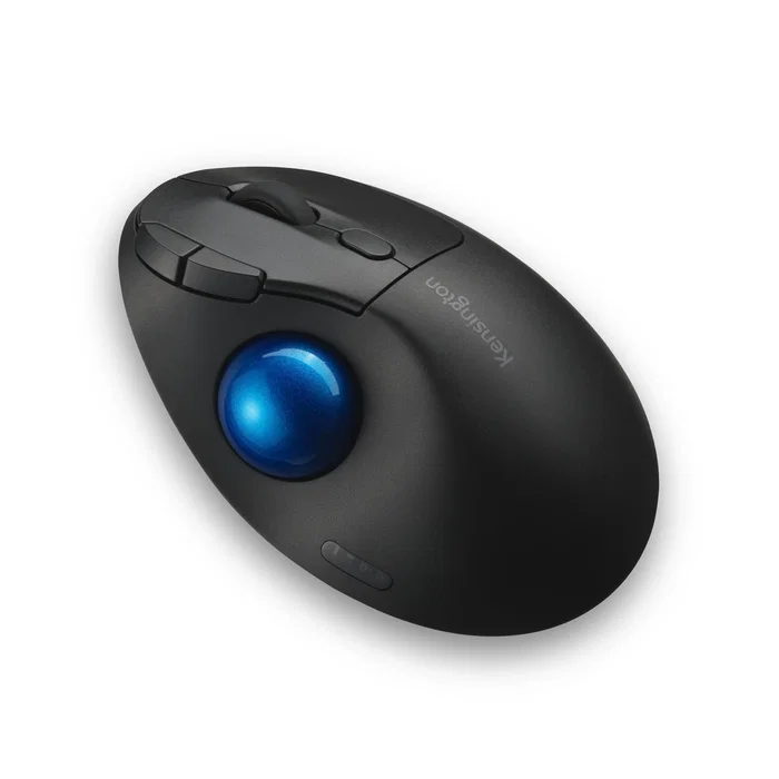 Kensington Pro Fit Ergo TB450 Trackball Inalámbrico RF 2.4GHz + Bluetooth Ergonómico 1600 DPI Negro/Azul - Para Oficina y Mano Derecha