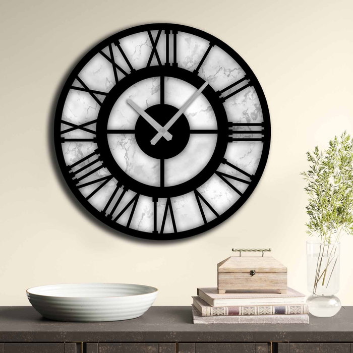 Wallity Reloj Decorativo 5050MS-014 MDF 50 cm Diámetro Movimiento Silencioso Elegante Moderno para Salón Dormitorio Oficina
