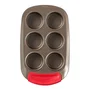 Pyrex Molde para magdalenas de 6 cavidades, acero al carbono marrón