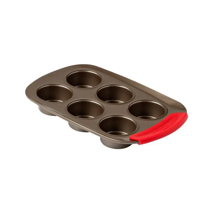 Pyrex Molde para magdalenas de 6 cavidades, acero al carbono marrón