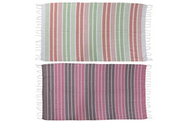 DKD Home Decor Toalla Mediterraneo Rosa Naranja Algodon Poliester 170 x 90 cm (6 Unidades)