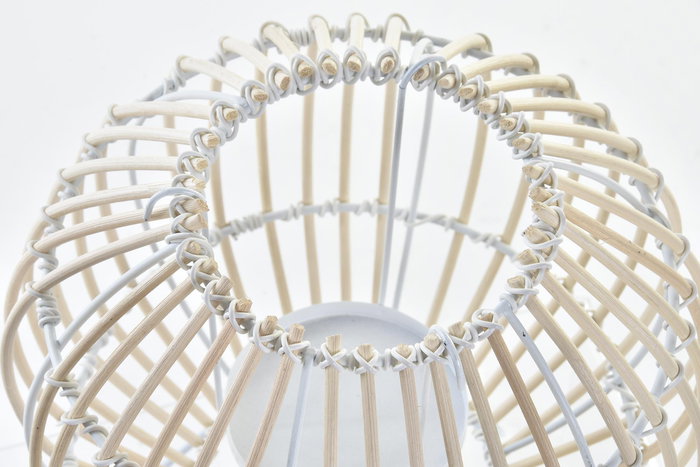 DKD Home Decor Portavelas Blanco Marron Metal Ratan 22 x 23 x 22 cm (4 Unidades)