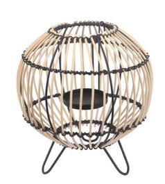 DKD Home Decor Portavelas de Metal y Ratán Blanco y Marrón