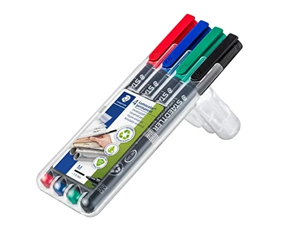 Staedtler Lumocolor 317 WP Estuche de 4 Colores Surtidos, Punta Media