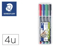 Staedtler Rotulador Lumocolor Retroproyeccion 317 WP Permanente Punta de Fibra Estuche 4 Colores Punta Media