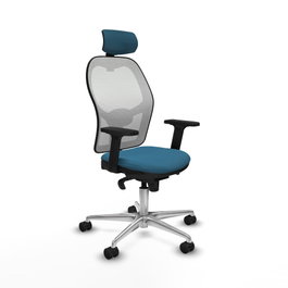 PIQUERAS Y CRESPO Silla de oficina Jorquera con mecanismo Sincro, Verde petróleo y Blanco