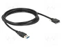 DeLOCK Cable USB 3.0 de 2m con conectores USB tipo A a Micro-USB B con tornillos, 5 Gbps, Negro