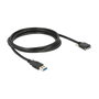 DeLOCK Cable USB 3.0 de 2m con conectores USB tipo A a Micro-USB B con tornillos, 5 Gbps, Negro
