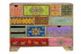 Giner y Colomer Mueble Mango Macizo 14 Cajones Pintados a Mano Multicolor 90x120 cm