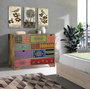Giner y Colomer Mueble Mango Macizo 14 Cajones Pintados a Mano Multicolor 90x120 cm