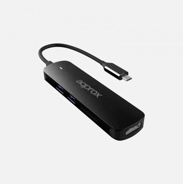 Approx Hub USB-C 5 Puertos USB 3.0, HDMI, SD, MicroSD - Negro