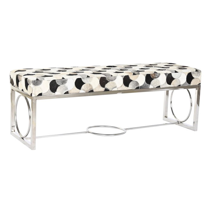 DKD Home Decor Descalzadora de Piel y Acero con Diseño de Rombos Blanco DKD Home Decor Descalzadora de Piel y Acero con Diseño de Rombos Blanco