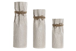 DKD Home Decor Set de 3 Jarrones de Metal y Cuerda Beige