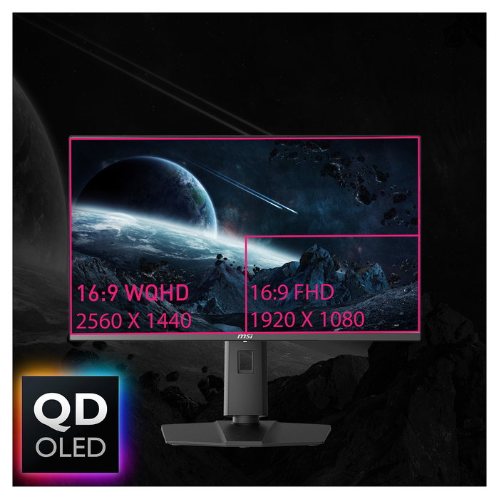 MSI MPG 271QRXDE Monitor Gaming QD-OLED 67.3 cm (26.5") 2560x1440 Wide Quad HD 360 Hz 1 ms AMD FreeSync DisplayHDR 400 Negro