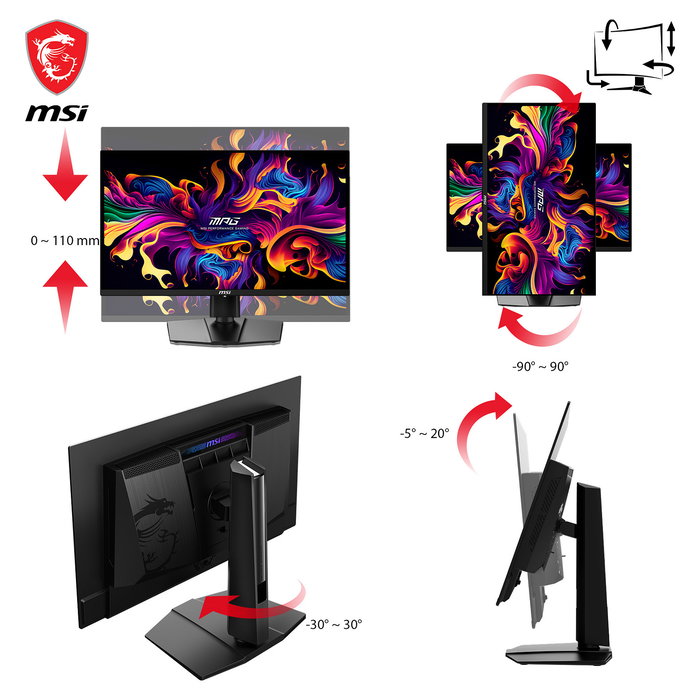 MSI MPG 271QRXDE Monitor Gaming QD-OLED 67.3 cm (26.5") 2560x1440 Wide Quad HD 360 Hz 1 ms AMD FreeSync DisplayHDR 400 Negro